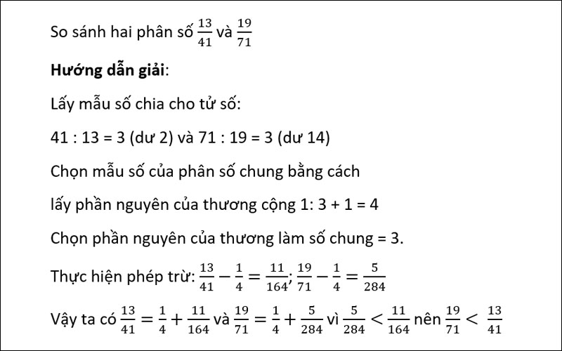 So sánh phần thừa của phân số trong trường hợp tử sổ bé hơn mẫu số